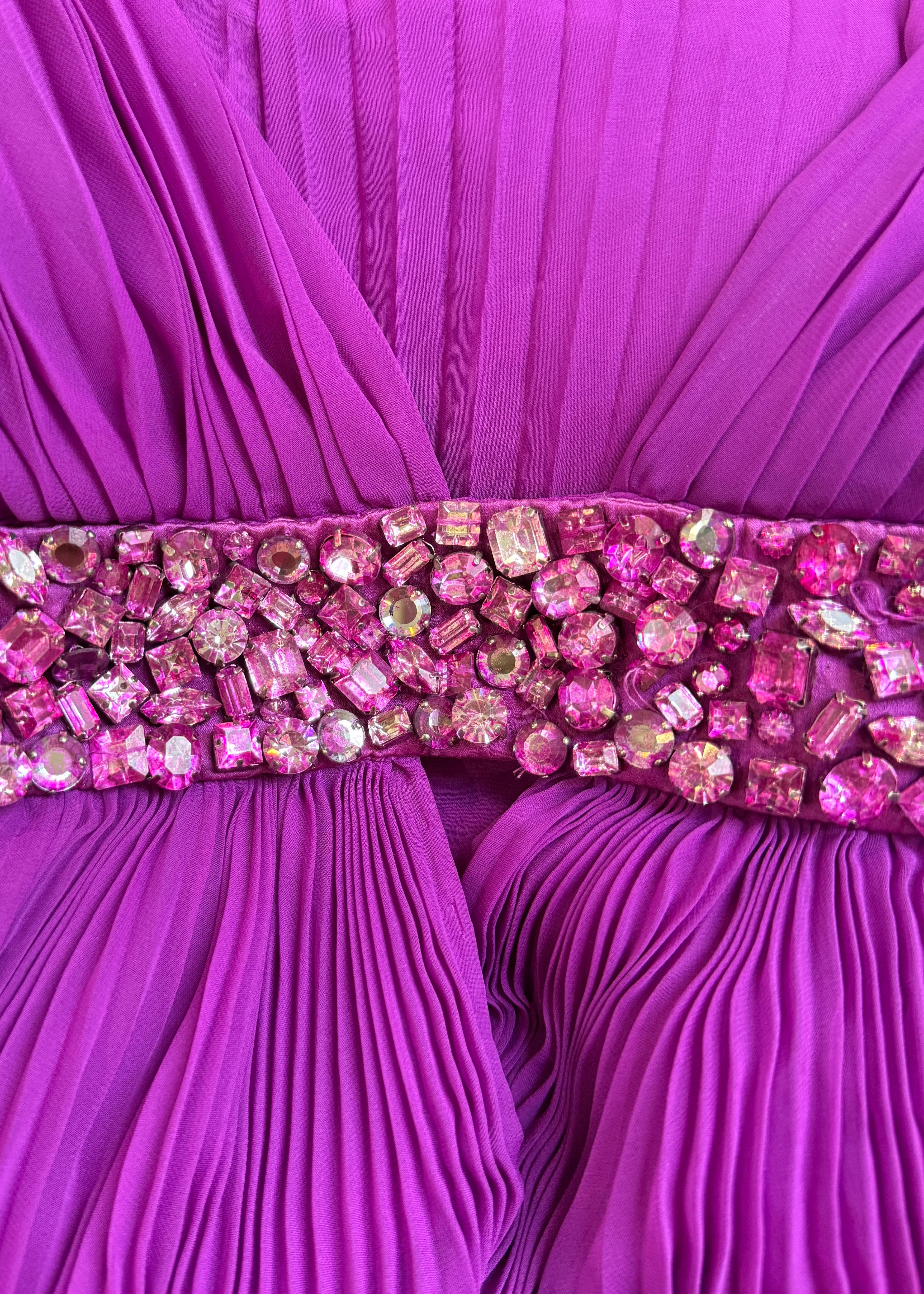 Gucci Fall 2006 Purple Crystal Embellished Pleated Gown For Sale 3