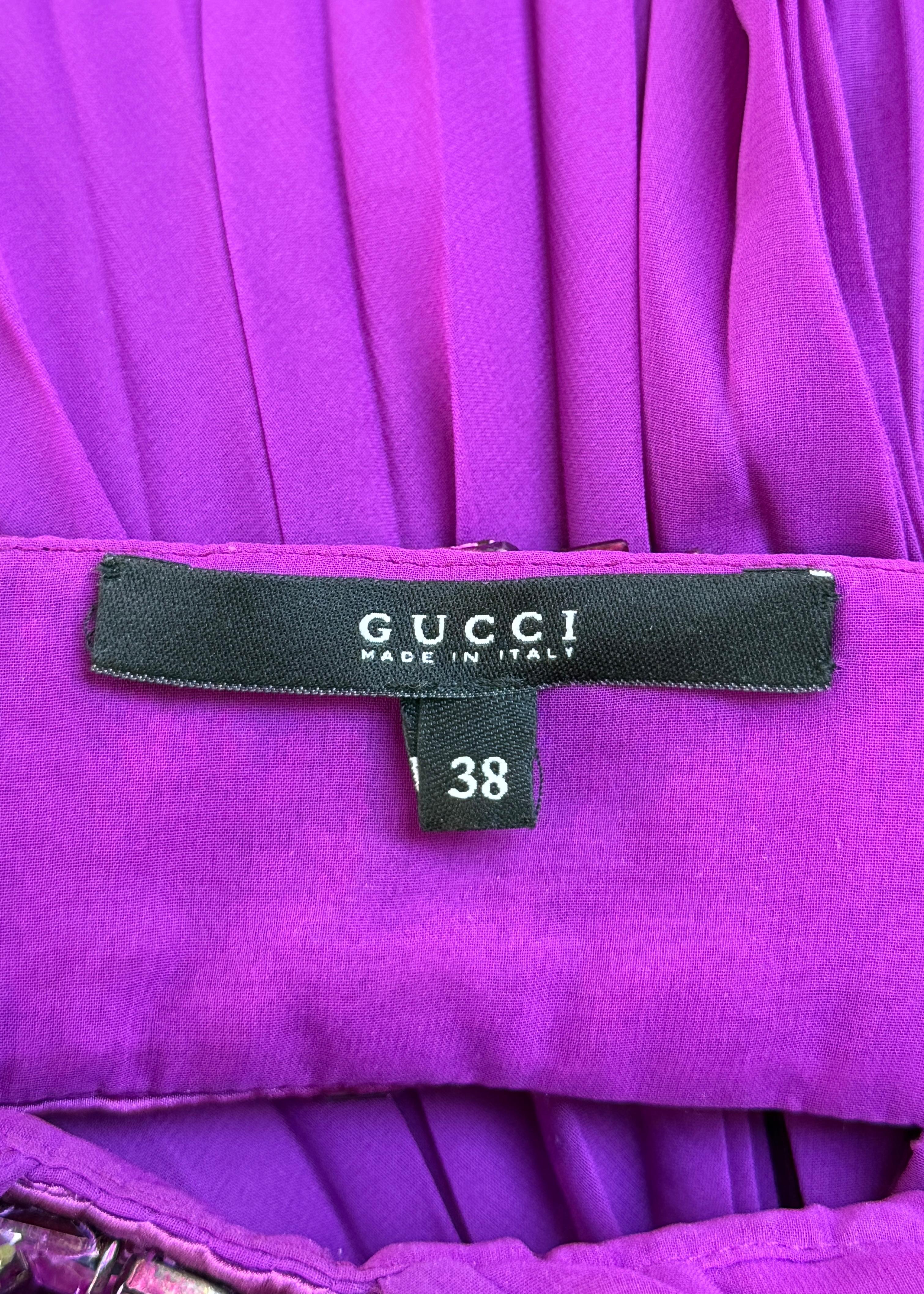Gucci Fall 2006 Purple Crystal Embellished Pleated Gown For Sale 4