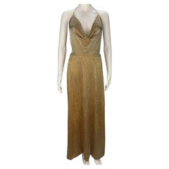 Gucci Fall 2006 Runway Gold Beaded Halter Gown Dress (robe dos nu ornée de perles)