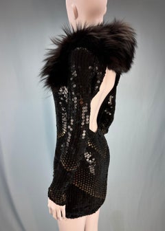 Gucci Fall 2006 Runway Sequin & Fur Scarf Dress