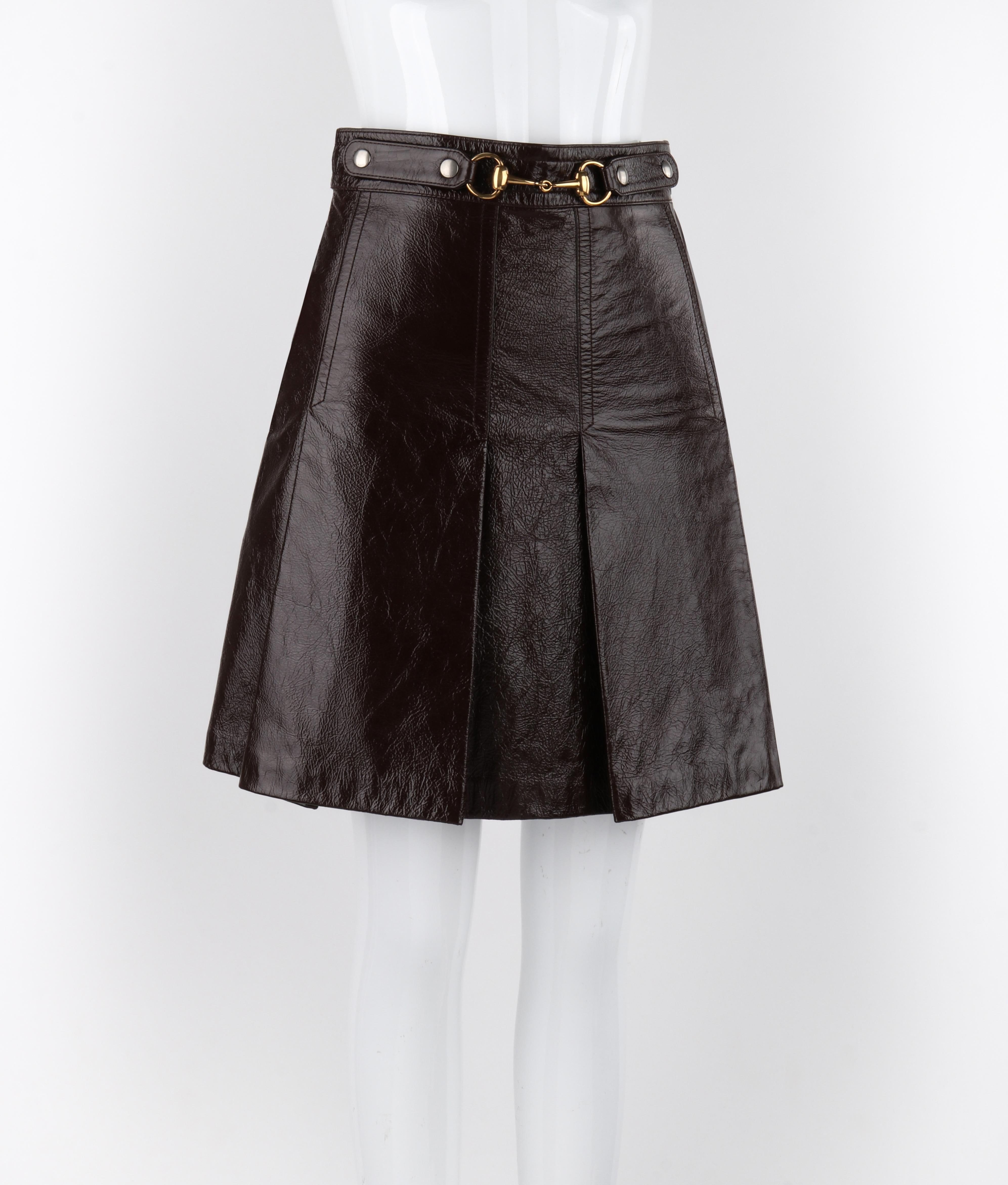gold leather mini skirt