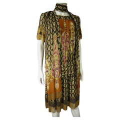 Gucci Fall/Winter 2008 Art Deco Silk Dress with Brass Embellishments