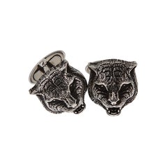 Gucci Feline Head Aged Sterling Silver Cufflinks