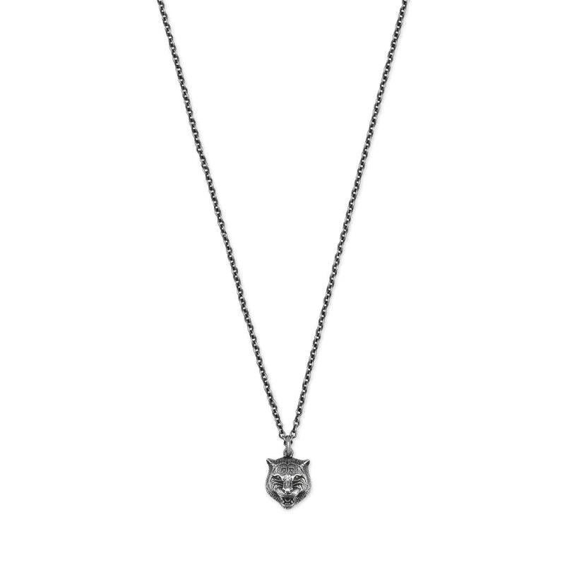 Gucci Feline Head Aged Sterling Silver Necklace YBB433608001

Made in Italy with the finest quality 925 sterling silver, the Gucci Gatto feline head necklace is a beautiful realisation of Gucci's love for nature and animals, featuring dark, aged