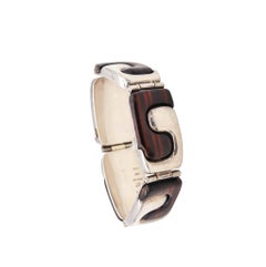 Gucci Firenze 1970 Raro Bracciale Vintage in Argento 925 Ebano Macassar