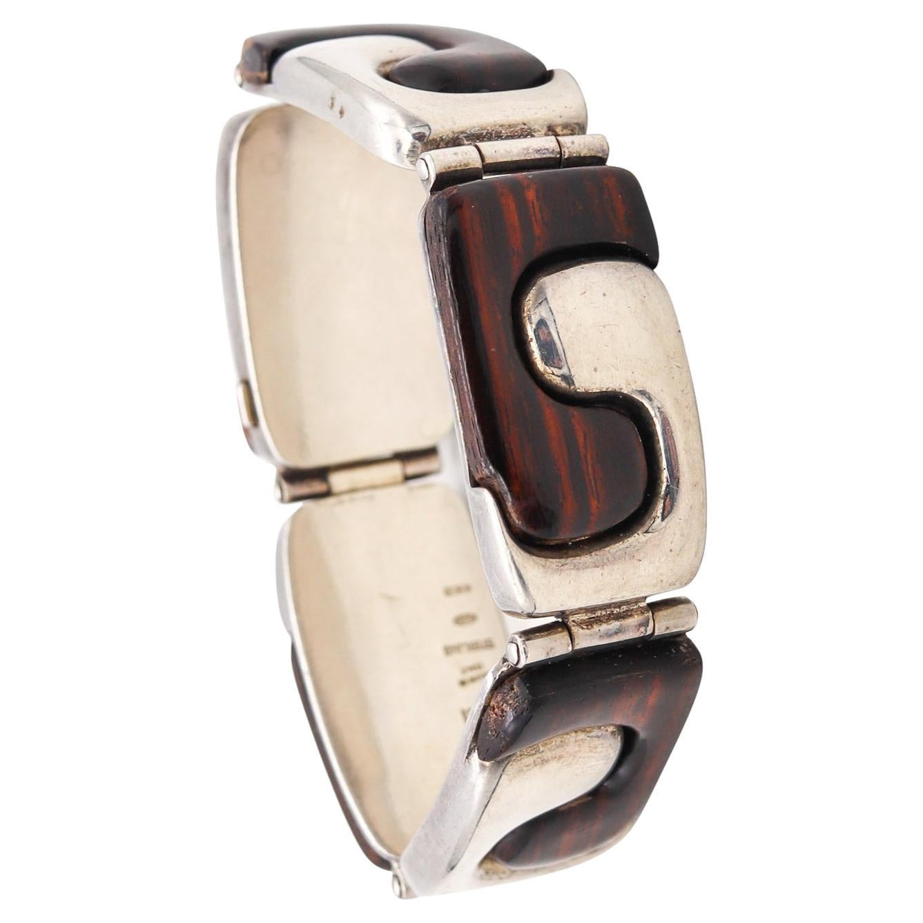 Gucci Firenze 1970 Rare Vintage Bracelet in .925 Sterling Silver Macassar Ebony