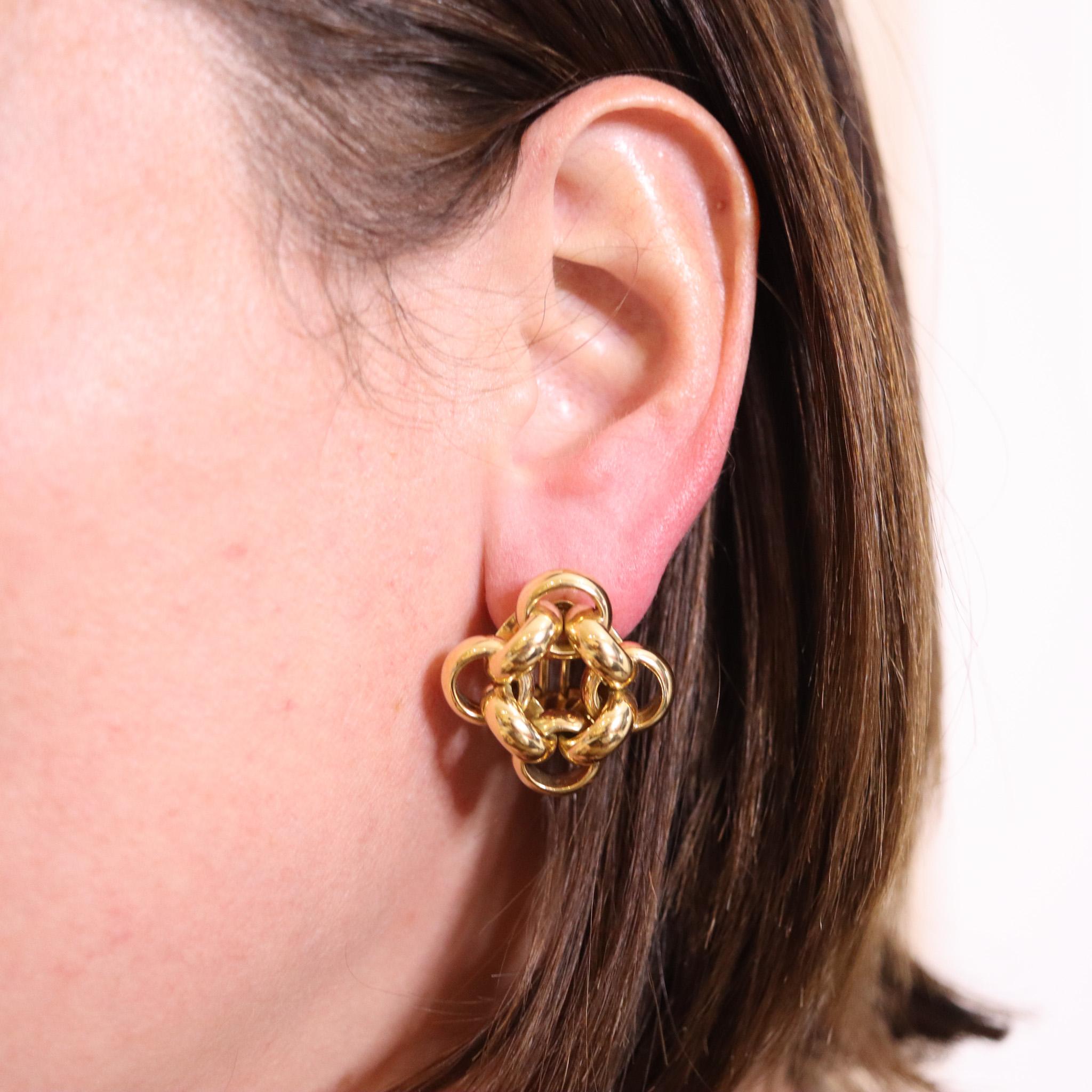 Modernist Gucci Firenze Large Horse-Bits Clips On Earrings In Solid 18Kt Yellow Gold For Sale