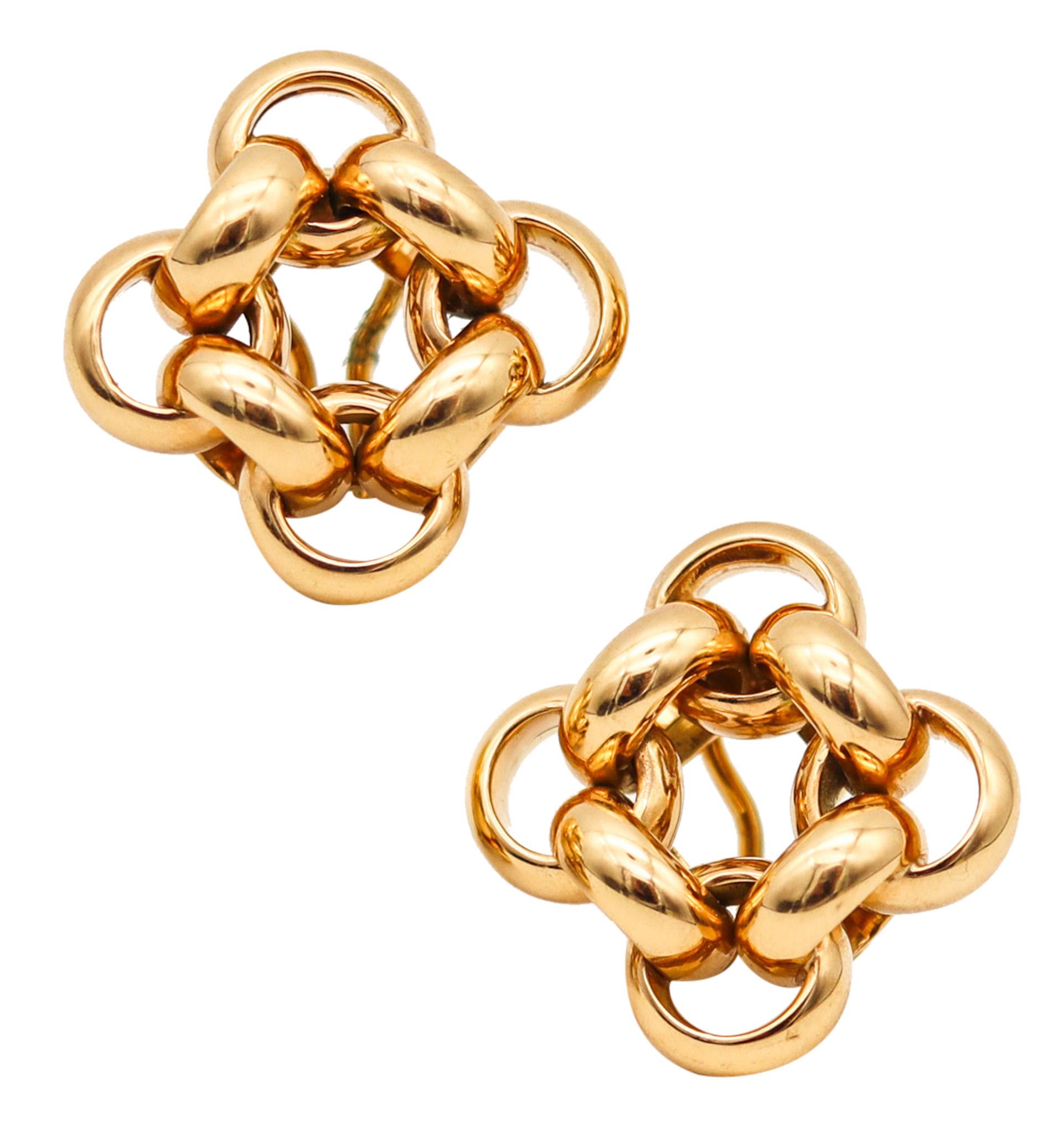 Gucci Firenze Large Horse-Bits Clips On Earrings In Solid 18Kt Yellow Gold