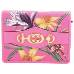 Gucci Flap Card Case Flora Leather 