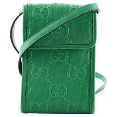 Gucci Flap Crossbody Bag GG Embossed Perforated Leather Mini