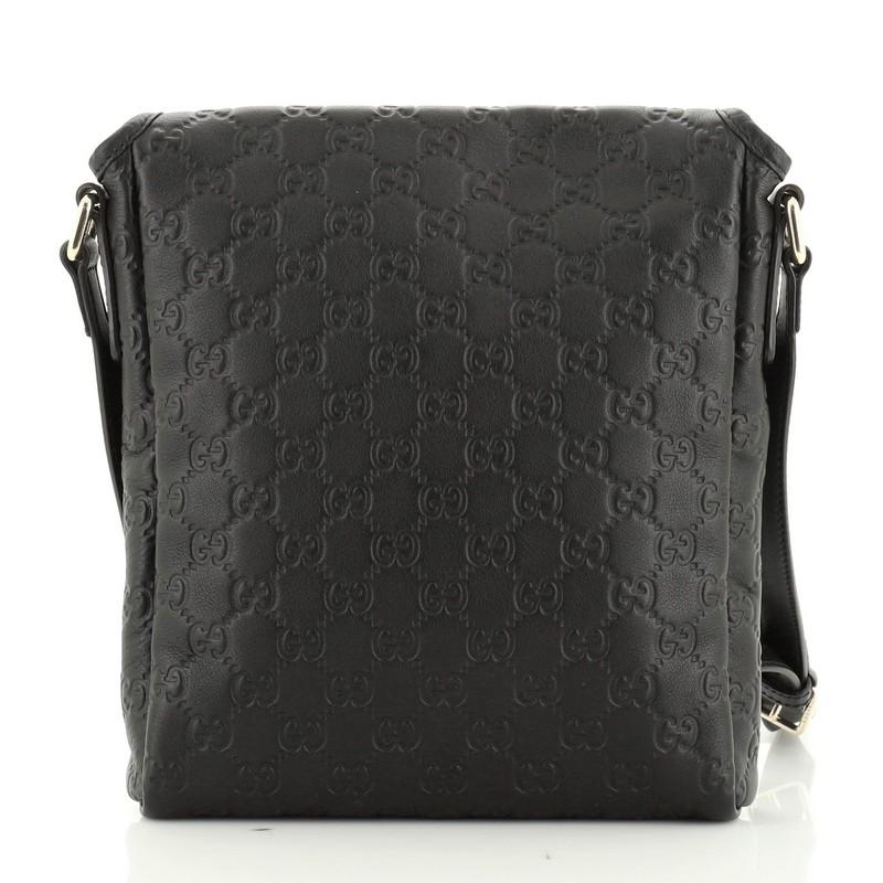 Black Gucci Flap Messenger Bag Guccissima Leather Small 