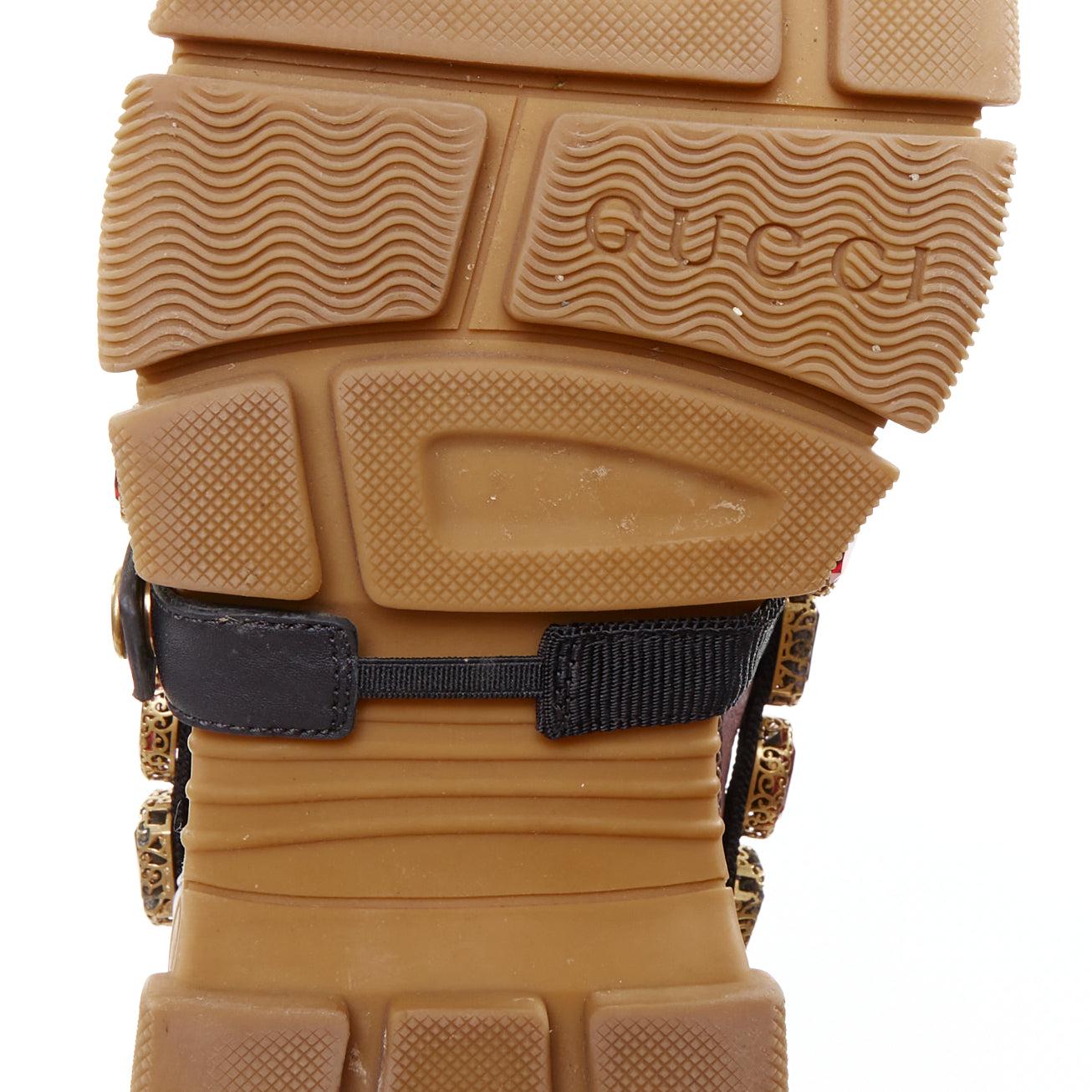 GUCCI Flashtrek rosa azul cuero metálico cristal arnés papá zapatillas EU37 en venta 5
