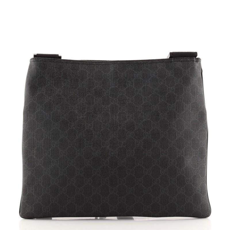Gucci flache Messenger Bag GG beschichtetem Segeltuch groß (Schwarz)