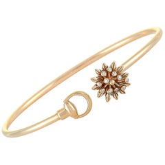 Gucci Flora 18 Karat Rose Gold and Diamond Flower Motif Bracelet