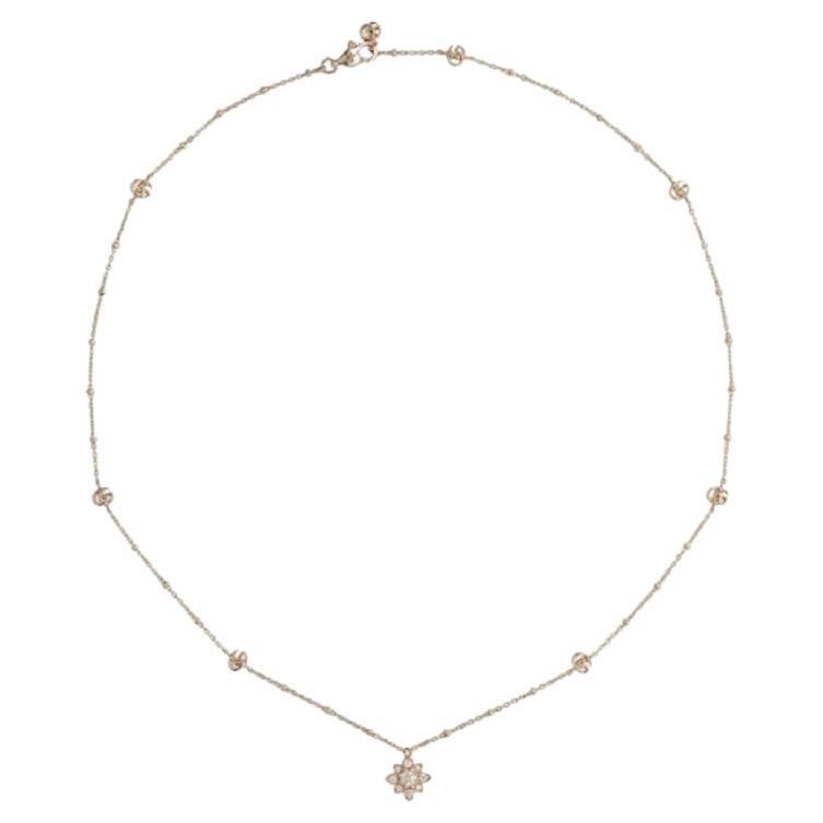 Gucci Flora 18k Rose Gold and Diamond Necklace YBB702393001 For Sale