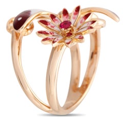 Gucci Flora 18K Rose Gold Enamel Butterfly Ring