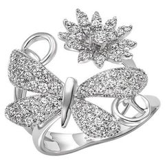 Gucci Flora Butterfly and Daisy White Gold Diamond Ring