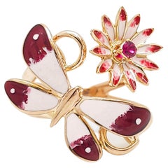 Used Gucci 'Flora' Butterfly Rose Gold Ring