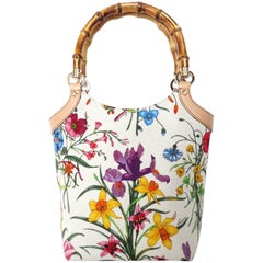 Gucci Flora Canvas & Bamboo Handle Tote