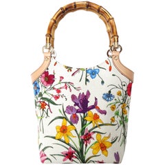 Gucci Flora Canvas & Bamboo Handle Tote