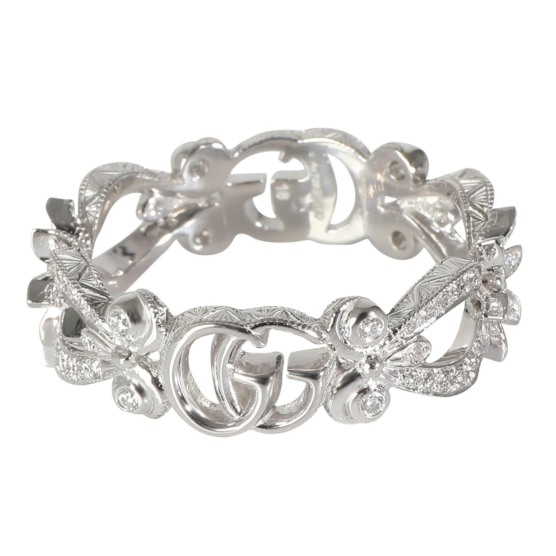Gucci Flora Fashion Ring in 18k White Gold 0.35 CTW