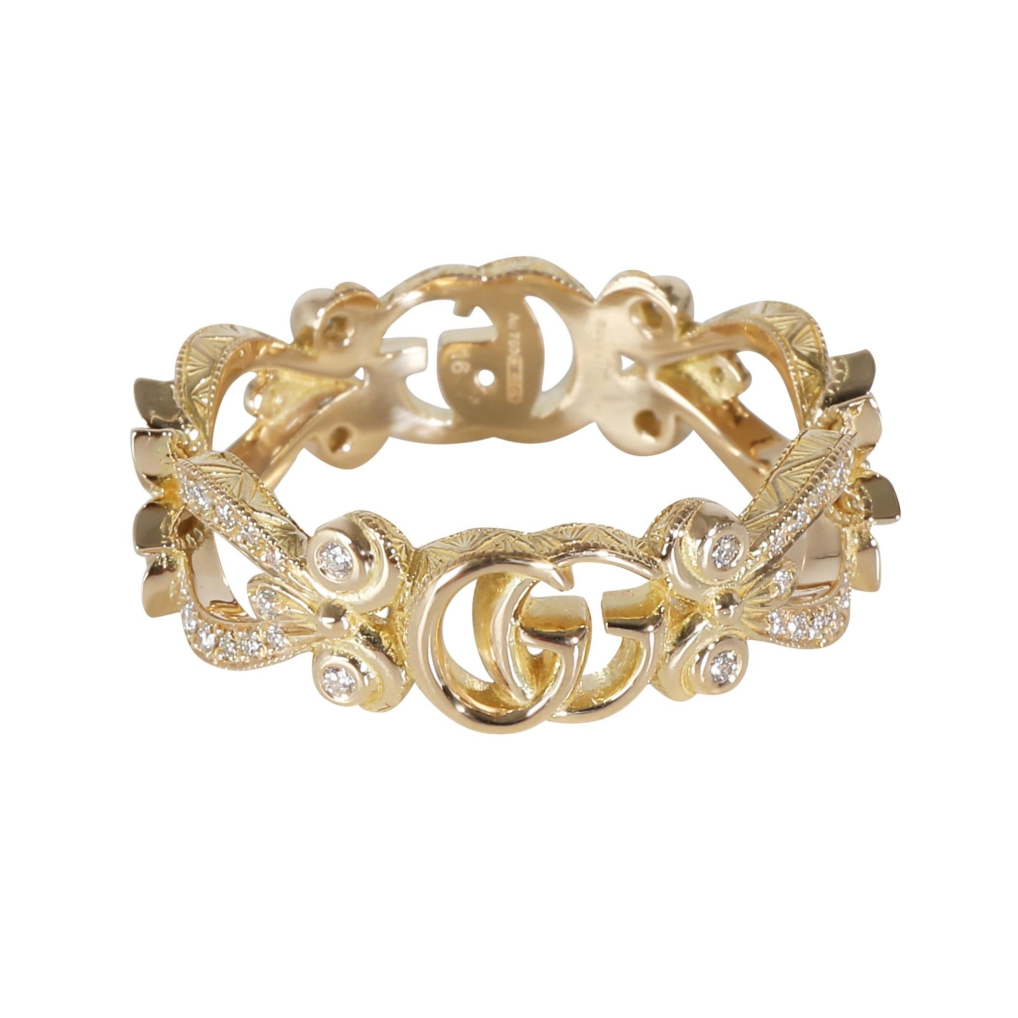 Gucci Flora Fashion Ring in 18k Yellow Gold 0.35 CTW

PRIMARY DETAILS
SKU: 140789
Listing Title: Gucci Flora Fashion Ring in 18k Yellow Gold 0.35 CTW
Condition Description: Retails for 3750 USD. In excellent condition and recently polished. Ring