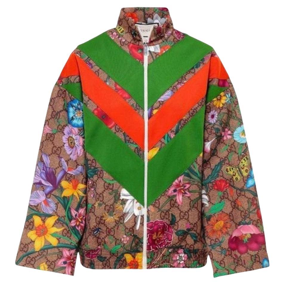 Gucci Flora Gg Supreme Pattern Track Jacket size M For Sale