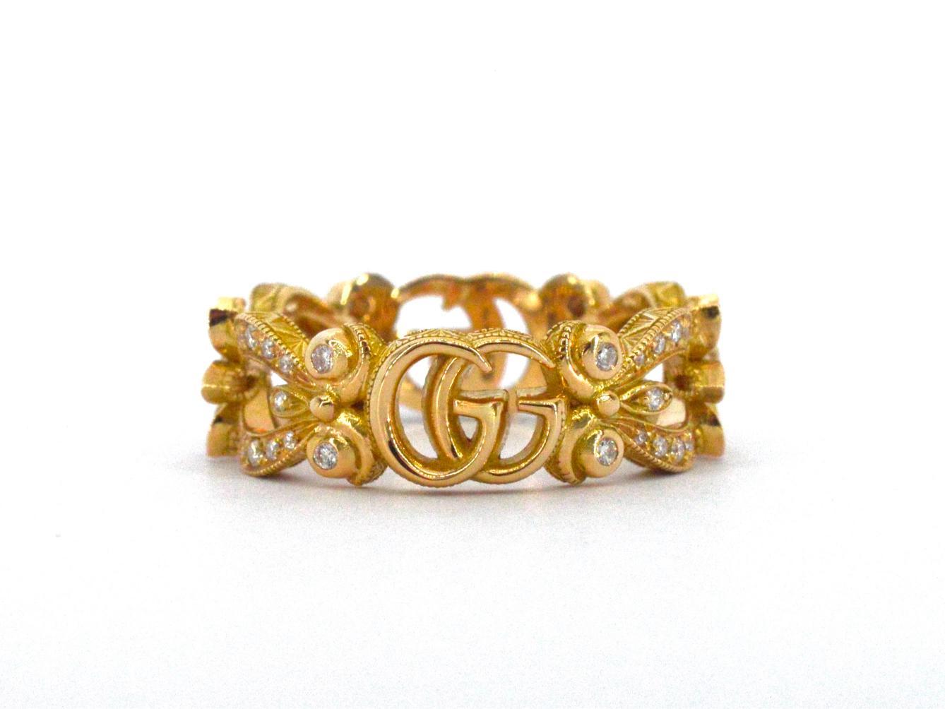 gucci flora 18k ring with diamonds