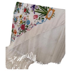 Gucci “Flora II” Silk Scarf with Fringe by Vittorio Accornero, 1975