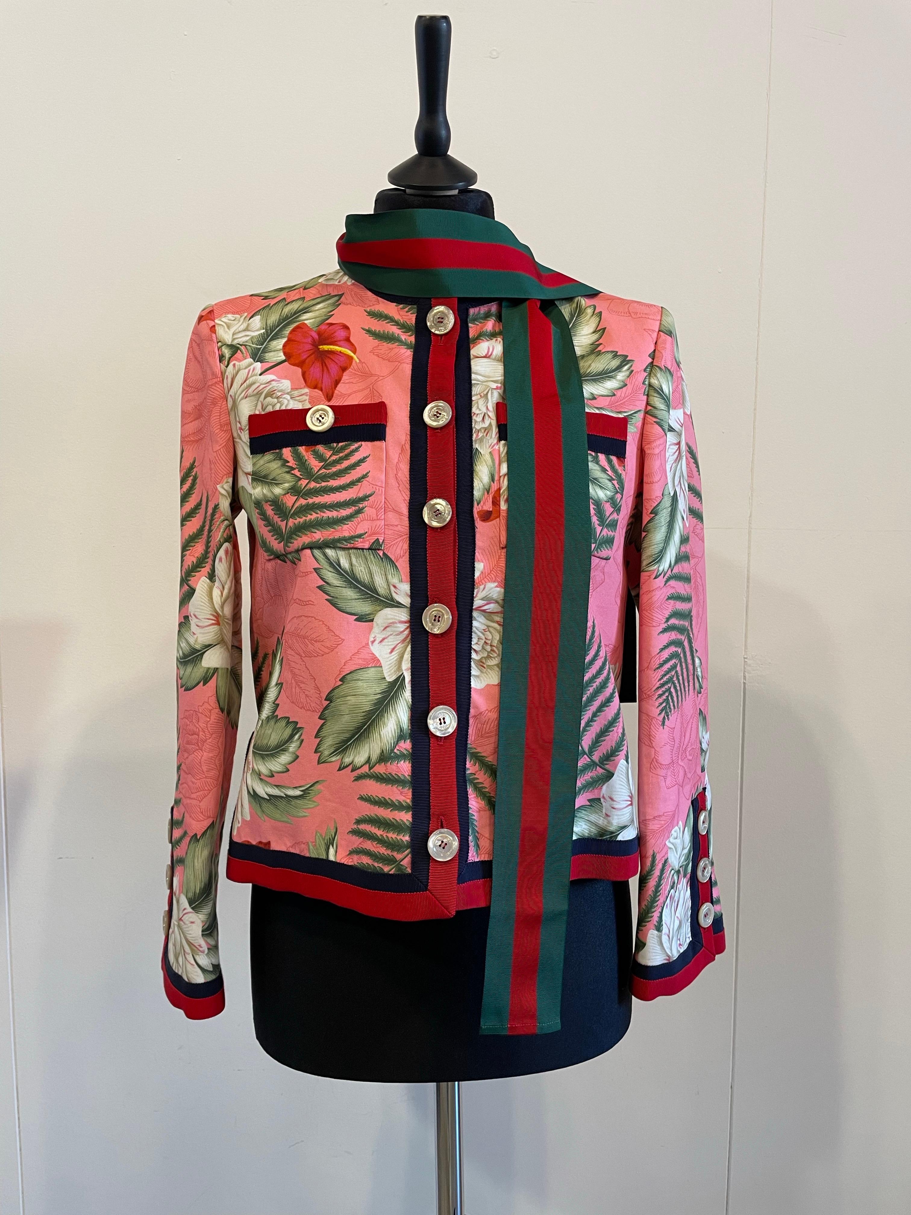 Gucci flora jacket ss collection 2016 von Alessandro Michele. (Pink) im Angebot