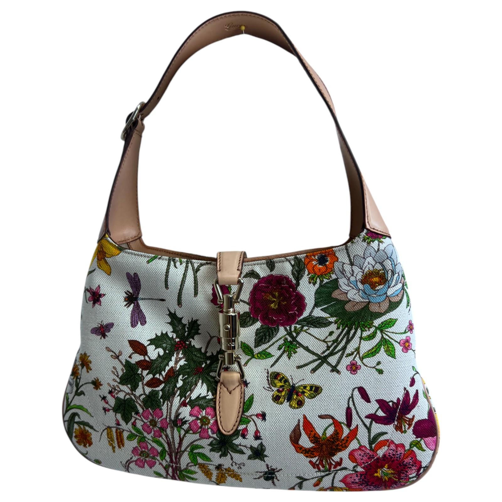 Gucci Flora Jackie O Hobo Tasche (Grau) im Angebot