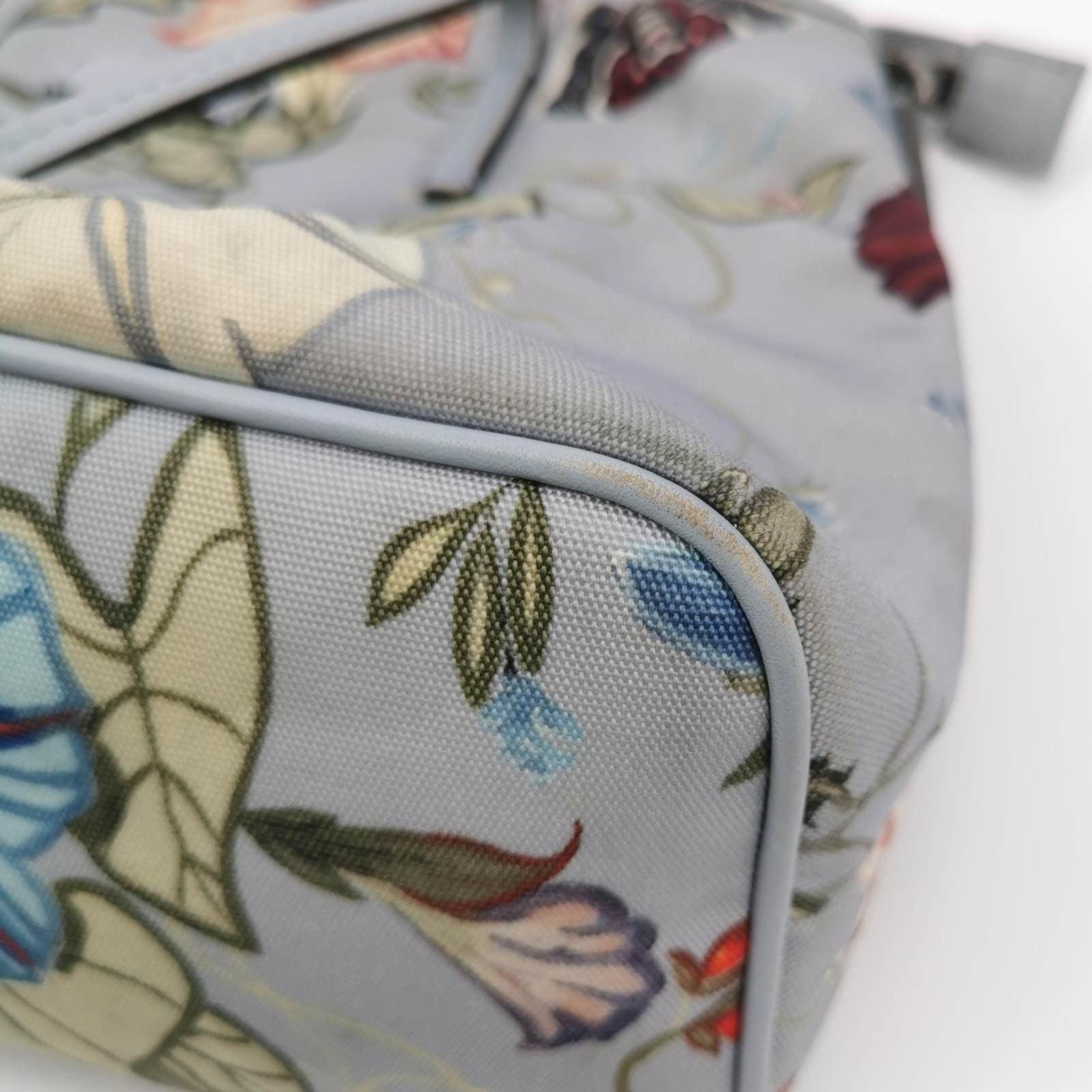 Gucci Flora Knight Tote Blue Nylon and Leather Small 5