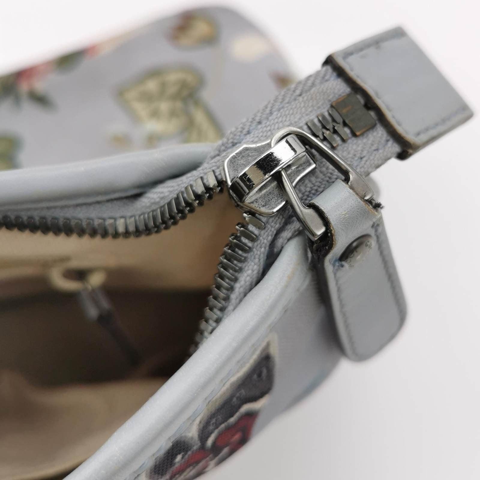 Gucci Flora Knight Tote Blue Nylon and Leather Small 6