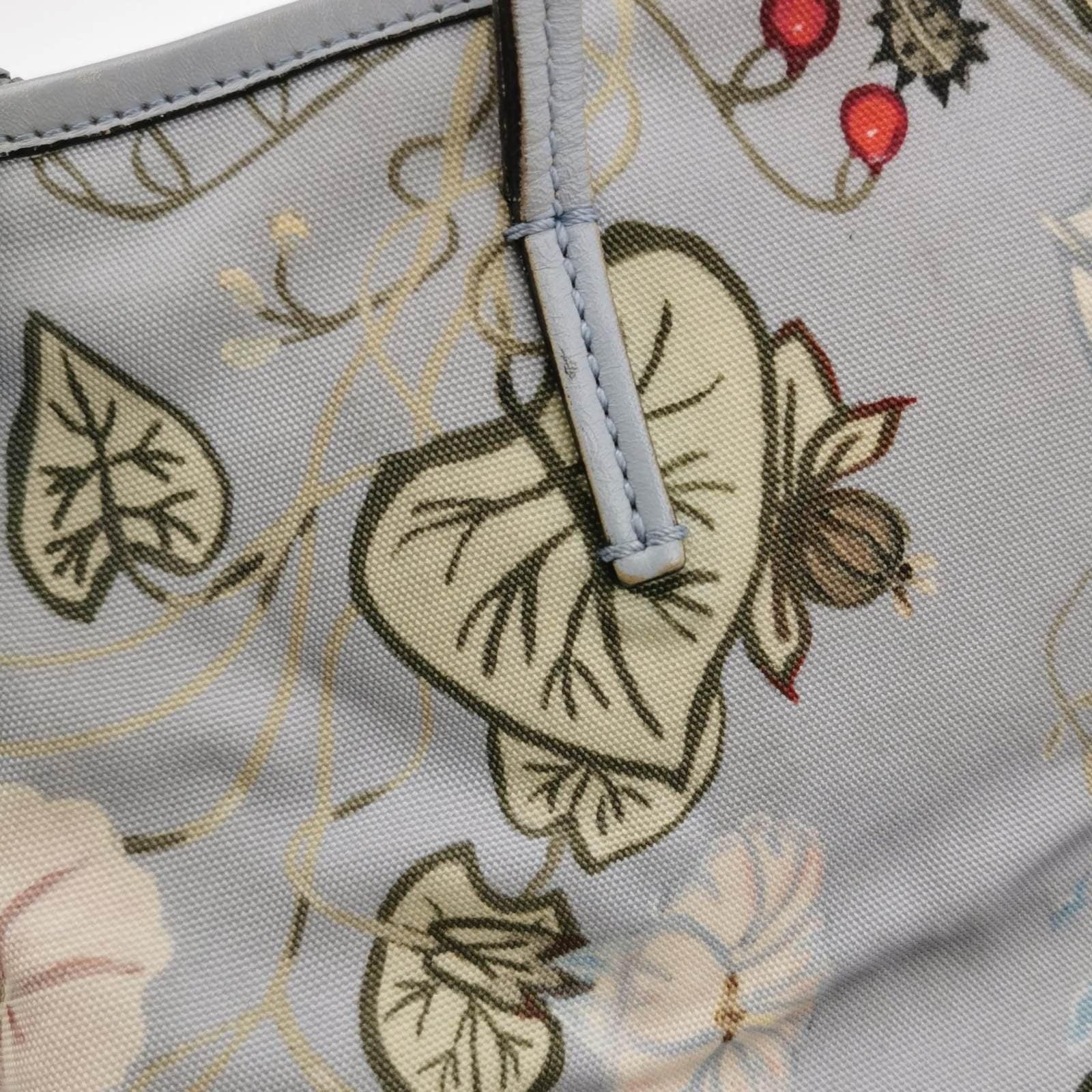 Gucci Flora Knight Tote Blue Nylon and Leather Small 4