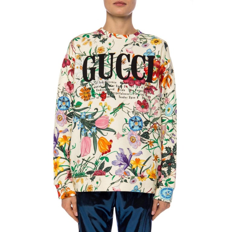 Gucci Flora Logo Graphic Print Crew Neck Sweatshirt 469250 (Xs) For Sale at  1stDibs
