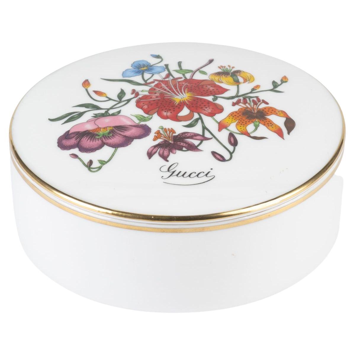 Gucci Flora Motif Porcelain Lidded Box For Sale
