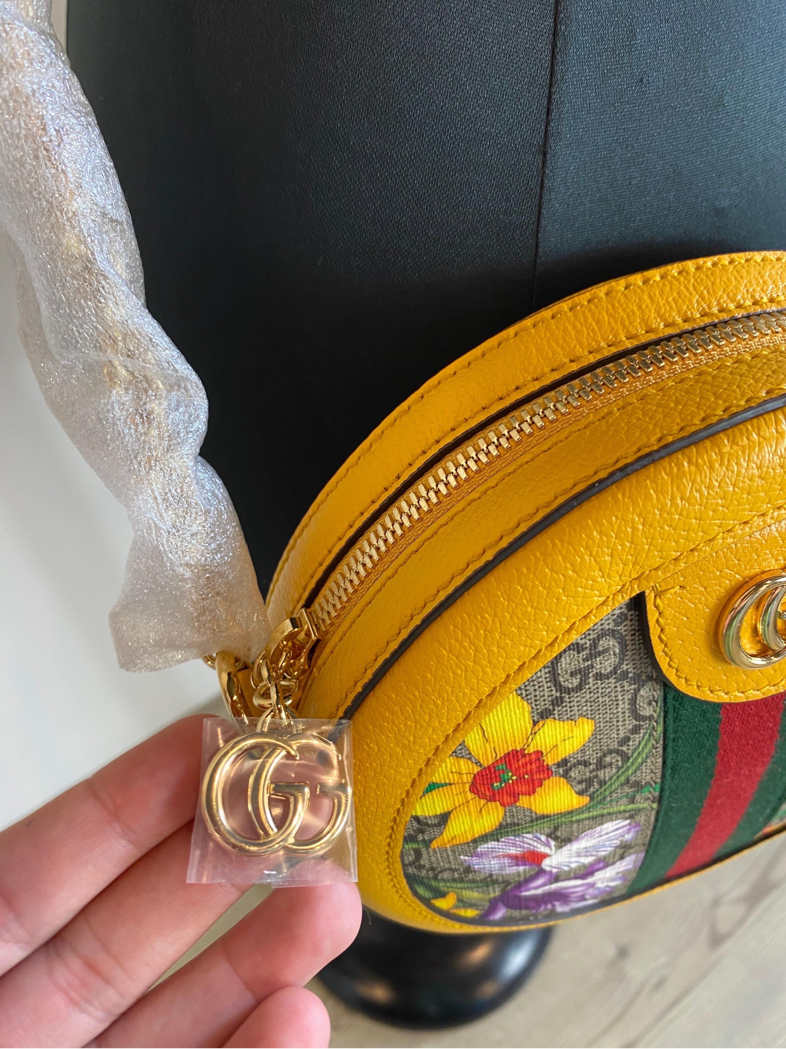 Women's or Men's Gucci Flora Ophidia round yellow bag