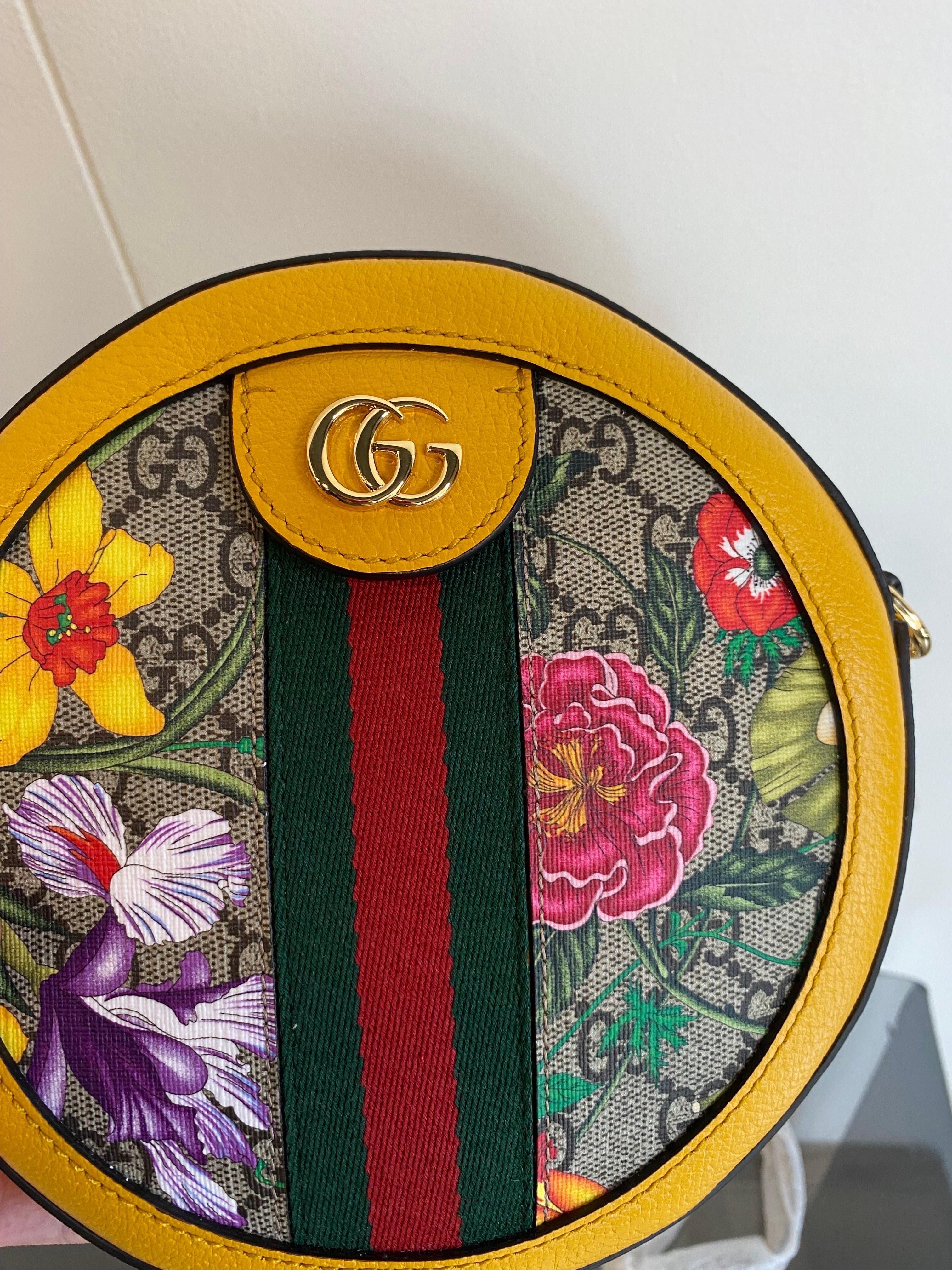 Gucci Flora Ophidia round yellow bag 4