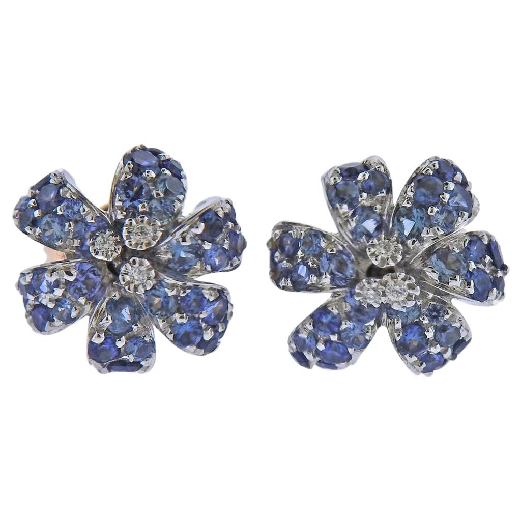 Gucci Flora Orchid Gold Diamond Sapphire Stud Earrings For Sale at 1stDibs  | gucci flora earrings