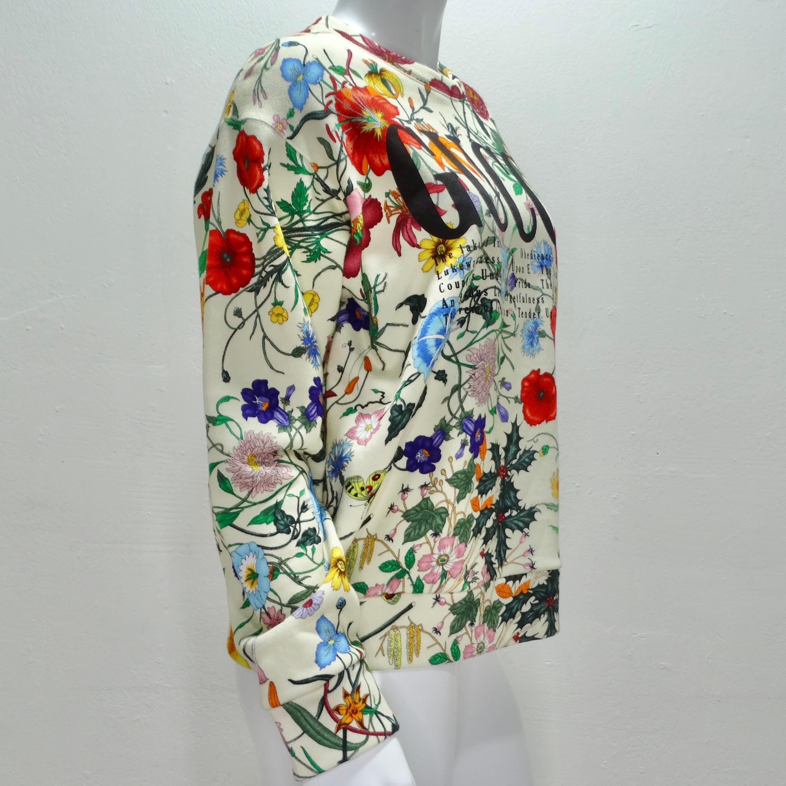 Grigio Gucci Flora - Felpa oversize con logo in feltro pesante in vendita