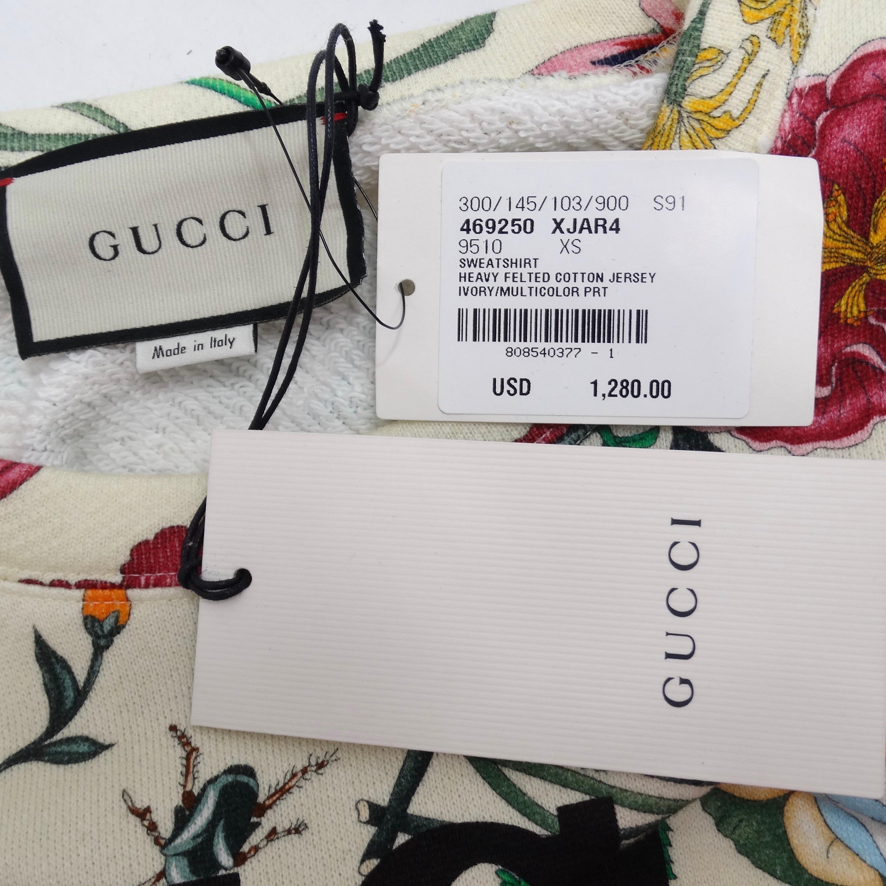 Gucci Flora Sweat-shirt surdimensionné à logo en feutre lourd en vente 2