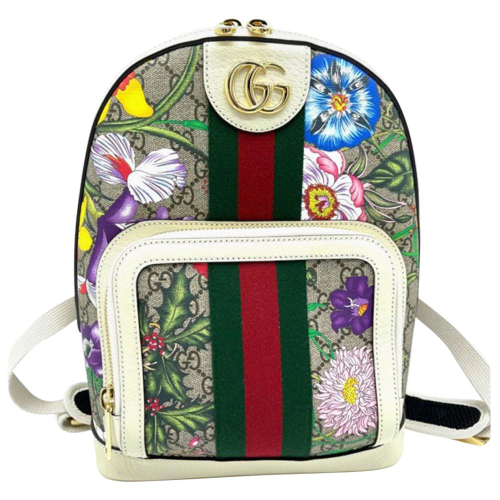 Gucci Flora Print Monogram Backpack For Sale