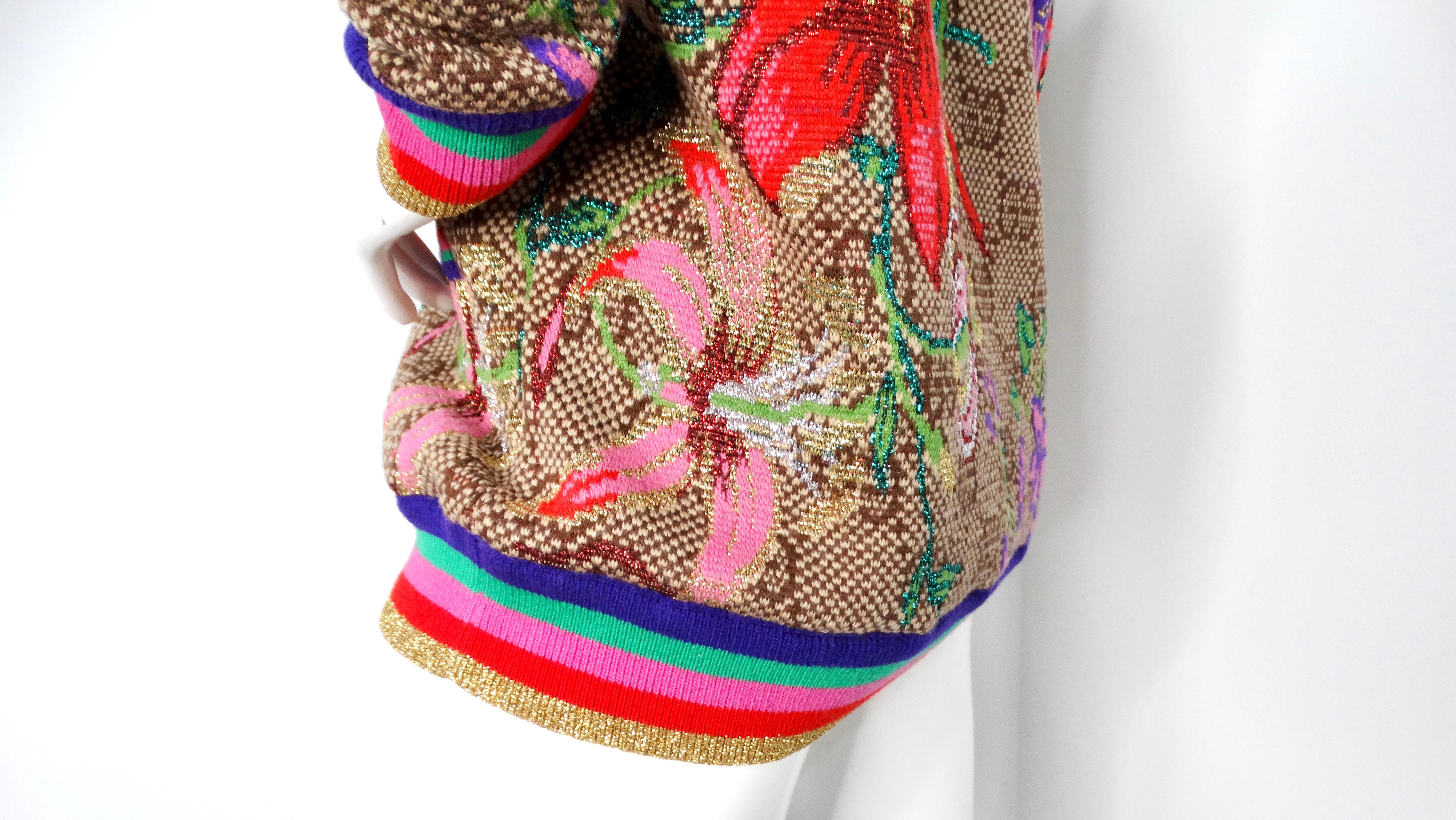 Gucci Flora Rainbow GG Monogram Wool Jacquard Cardigan Pour femmes en vente