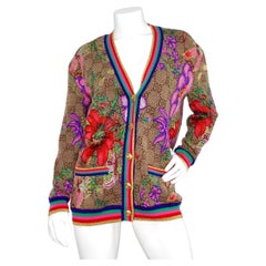 Gucci Flora Regenbogen GG Monogramm Wolljacquard Strickjacke
