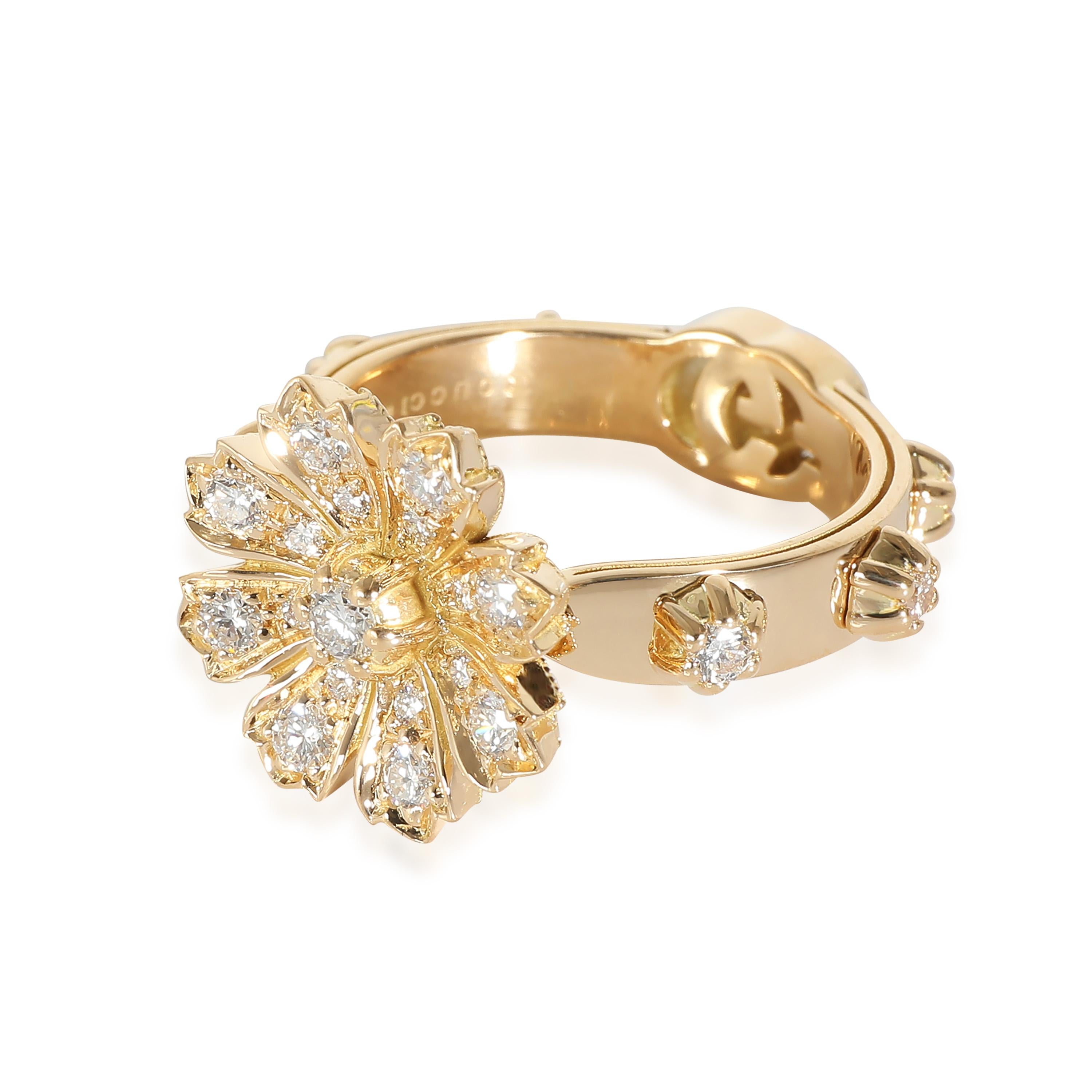 Gucci Flora Ring with Diamonds in 18k Yellow Gold 0.63 CTW 1