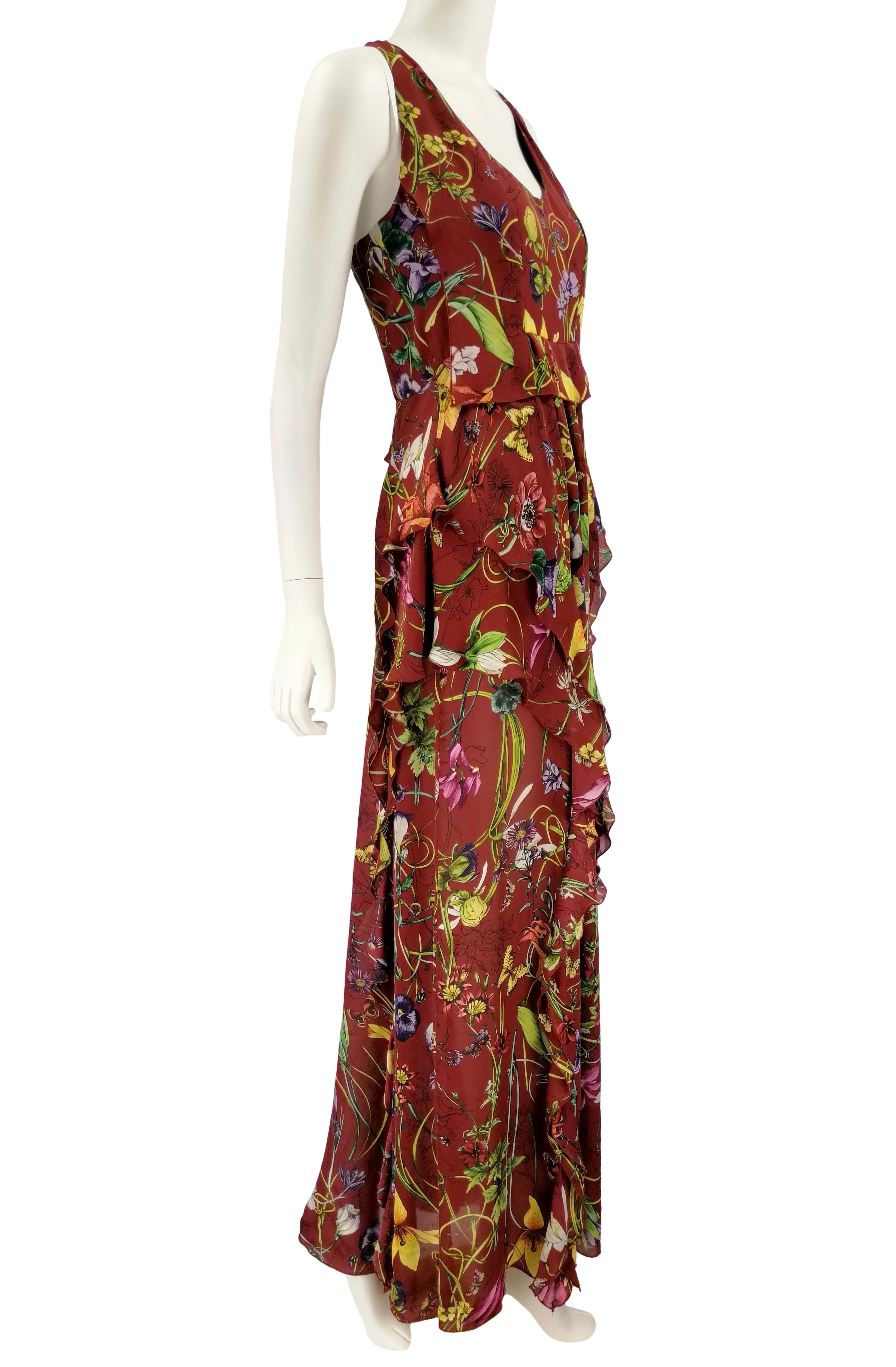 Vestido largo de seda GUCCI Flora Resort 2013 en Excelente estado para la venta en Rubiera, RE