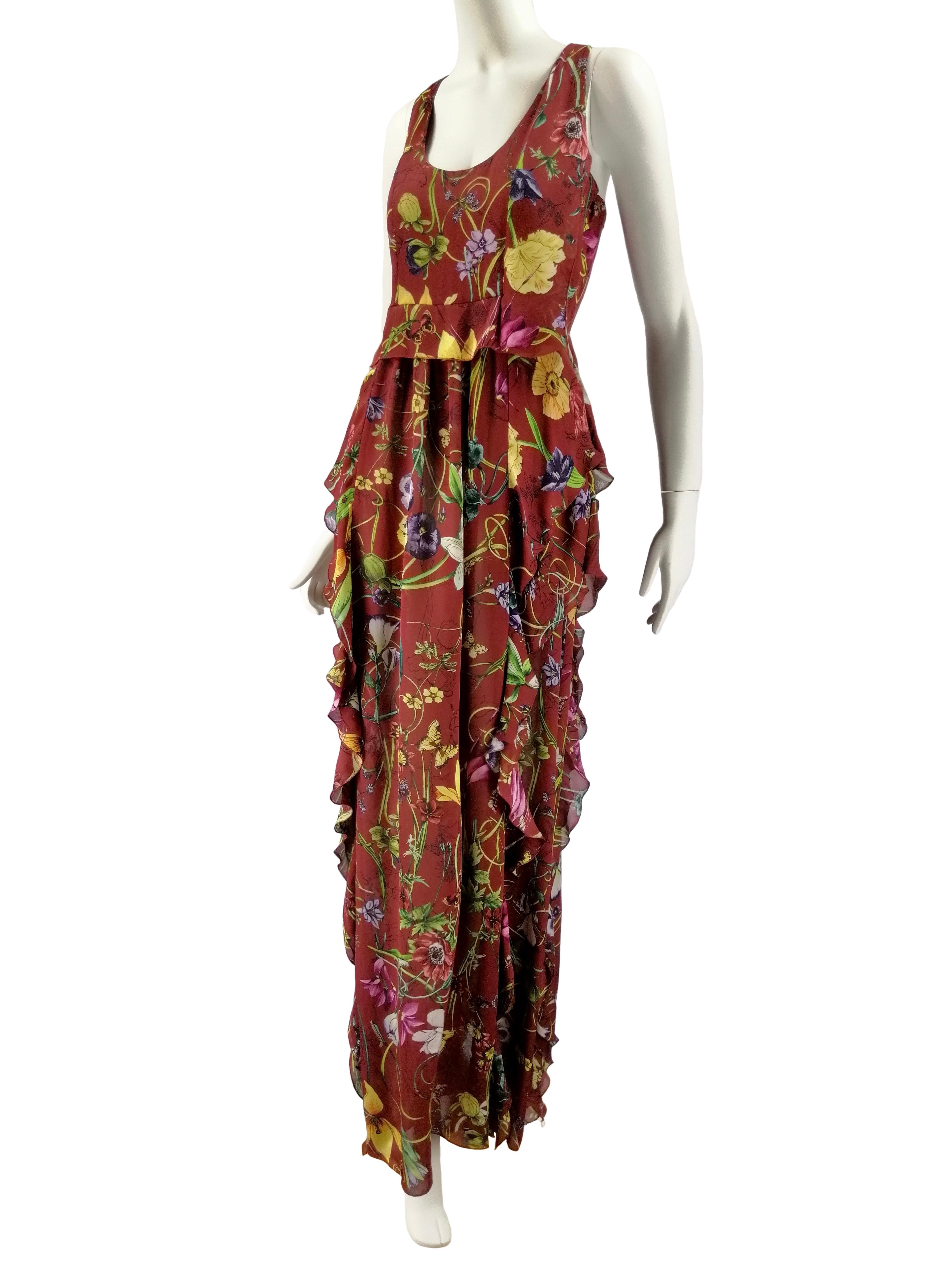 Vestido largo de seda GUCCI Flora Resort 2013 en venta 2