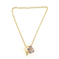 Gucci Flora Skull Pendant Necklace 18K Yellow Gold with Sapphires