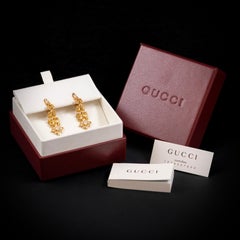 Gucci Flora Vintage Diamond Earrings 18K Yellow Gold Original Box Booklets
