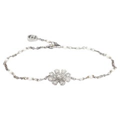 Used GUCCI "FLORA" White Golden Bracelet With Diamonds And Pearls